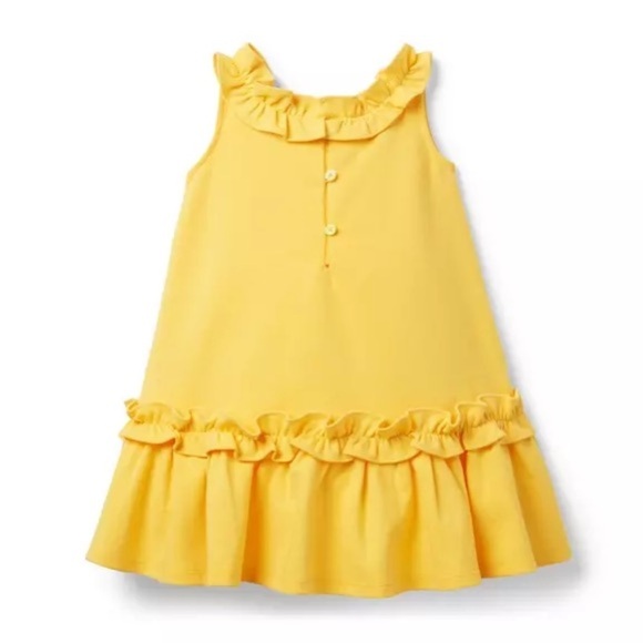 NWOT Janie and Jack Yellow Ruffled Ponte Girl’s Dress Size 7 - Picture 2 of 6